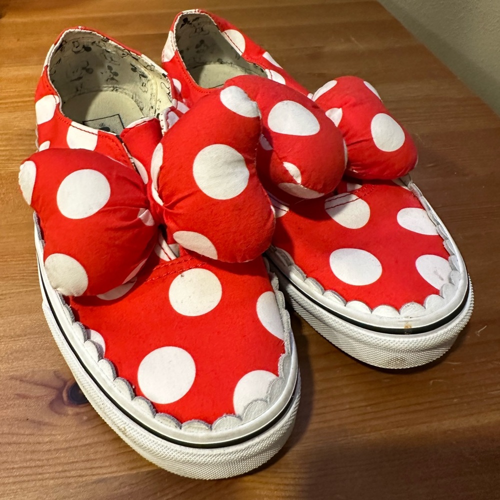 Vans Red and White Minnie Mouse shoes
